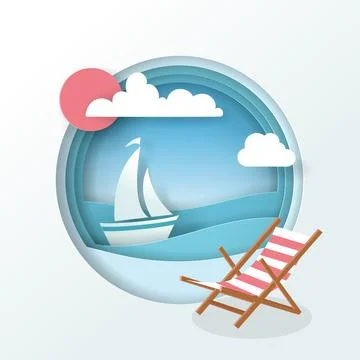 Vector of Summer poster, banner summer travel. Stock Illustration
