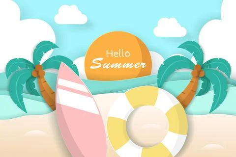 Vector of Summer poster, banner summer travel. Stock Illustration