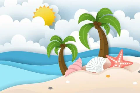 Vector of Summer poster, banner summer travel. Stock Illustration