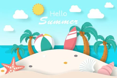 Vector of Summer poster, banner summer travel. Stock Illustration