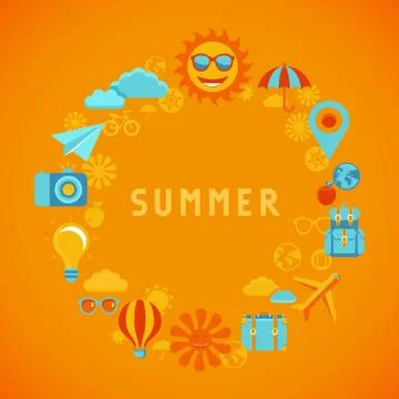 Vector summer poster in flat style Stock Illustration