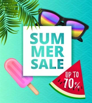 Vector summer sale background layout for banners. voucher discount. Top view on Stock-Illustration