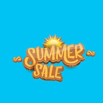 Vector summer sale label or tag on blue sky background with sun. Summer sale Stock Illustration