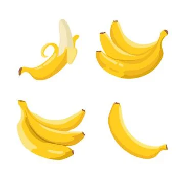 Vector summer set of bananas isolated on white background Stock Illustration
