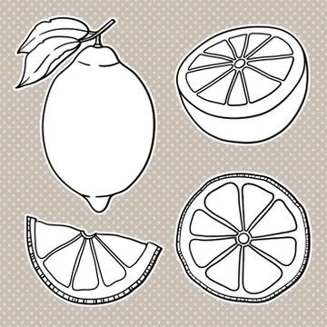 Vector summer set with lemons isolated on white background Stock Illustration