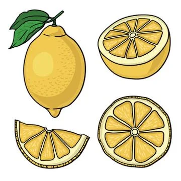 Vector summer set with lemons isolated on white background Stock Illustration
