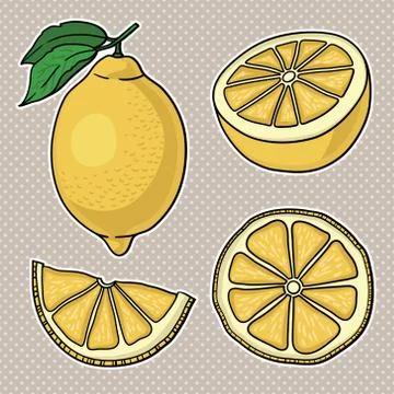 Vector summer set with lemons isolated on white background Stock Illustration