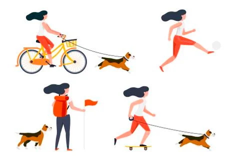 Vector summer sport activities set - bicycle riding, hiking, football playing Stock Illustration