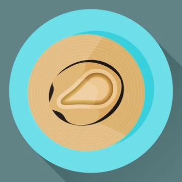 Vector summer straw hat icon. Stock Illustration