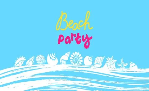 Vector summer template. Tropical beach party banner. Lettering. Enjoy holiday Stock Illustration