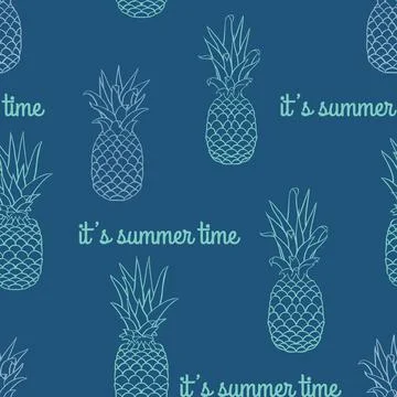 Vector Summer Time Pineapple seamless pattern design. Stock Illustration