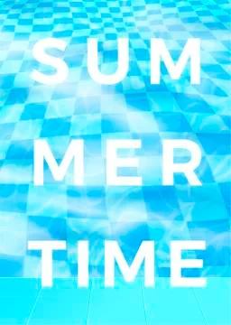 Vector summer time poster design, blue water pool abstract background Stock Illustration