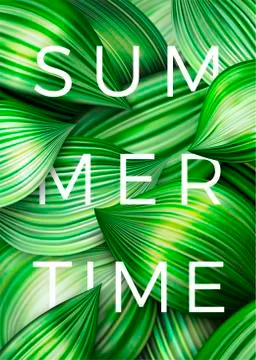 Vector summer time poster fresh and bright decorative tropical forest backdrop Stock Illustration