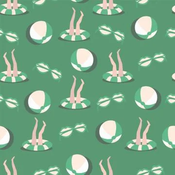 Vector Summer topic icons seamless repeat pattern Illustrazione stock