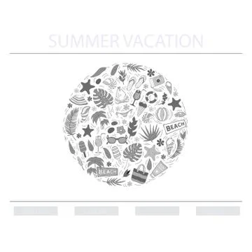 Vector Summer vacation conceptin circle Stock Illustration
