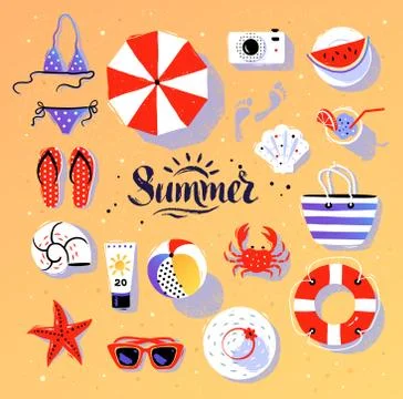 Vector summertime top view illustrations set Stock Illustration