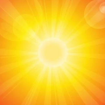 Vector : Sun and lens flare on orange background Stock Illustration
