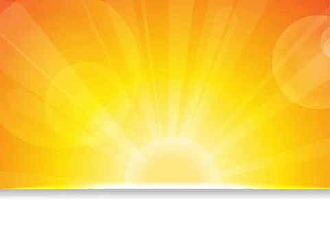 Vector : Sun and lens flare on orange background Stock-Illustration