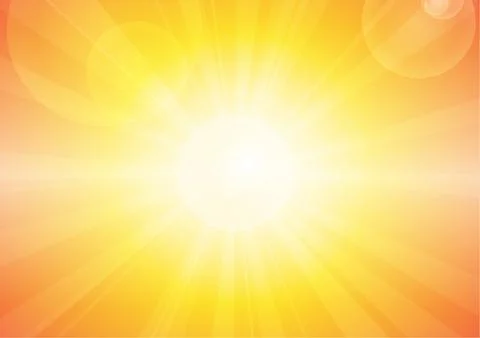 Vector : Sun and lens flare on orange background Stock Illustration