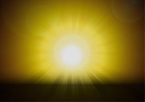 Vector : Sun and lens flare on orange background Stock Illustration