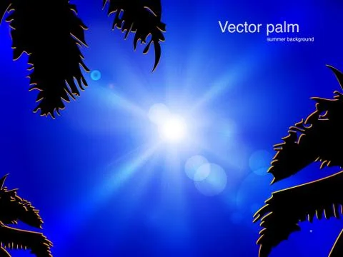 Vector sun on blue sky Stock Illustration
