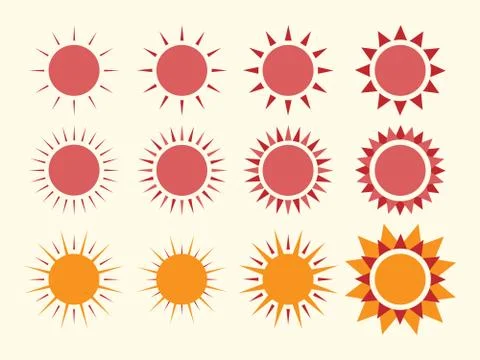 Vector sun collection Stock Illustration