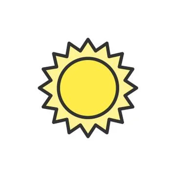 Vector sun flat color line icon. Isolated on white background Stock Illustration