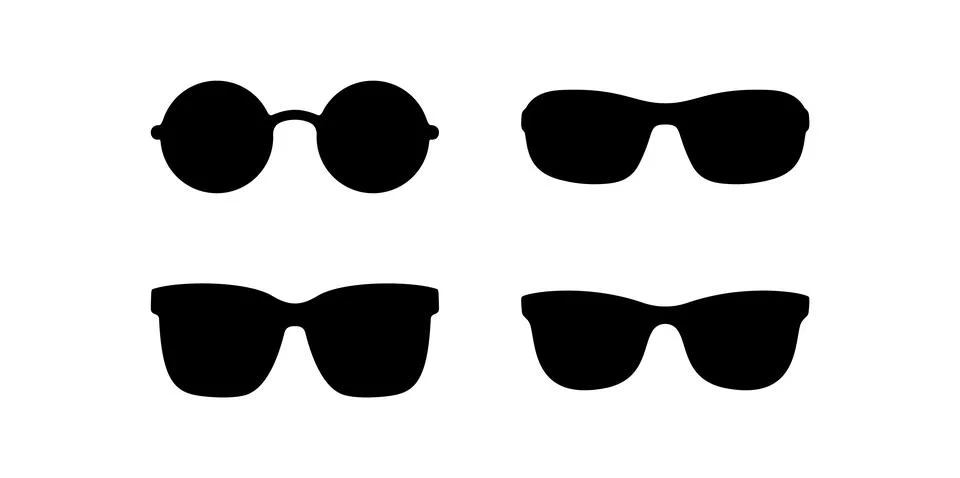 Vector sun glasses shape black ocular round cartoon illustration icon. Black Stock Illustration