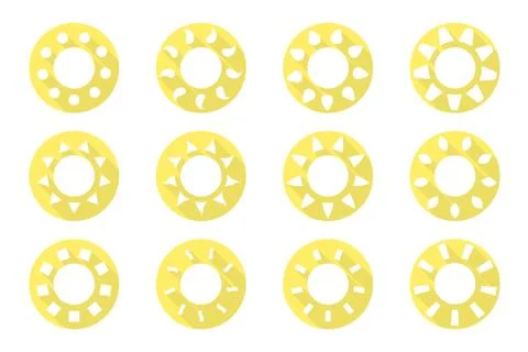 Vector sun icons set. Flat design. Ilustração Stock