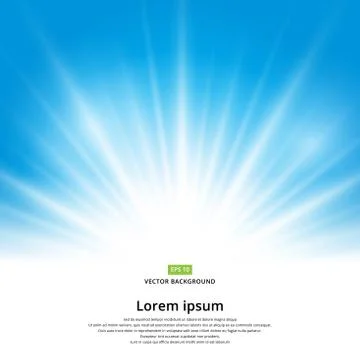 Vector sun light effect on blue background Stock Illustration