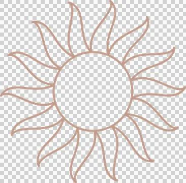 Vector sun motif in muted tan featuring core and wavy rays is appearing on 스톡 일러스트