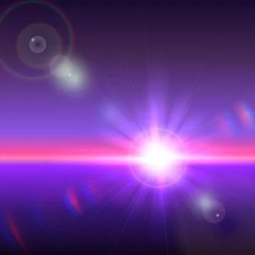 Vector sun over horizon with lens flares Ilustração Stock