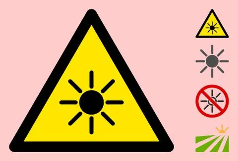 Vector Sun Rays Warning Triangle Sign Icon Stock Illustration