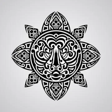 Vector sun with tiger face in the centre Stock Illustration