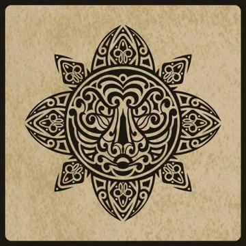 Vector sun with tiger face in the centre Stock Illustration