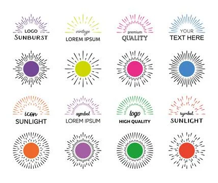 Vector sunburst simple design element set isolated Stock Illustration