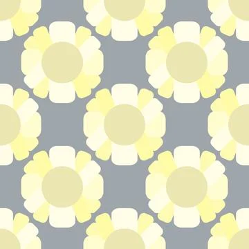 Vector Sunflower Repeat Pattern In Lemon On Grey Stock Illustration