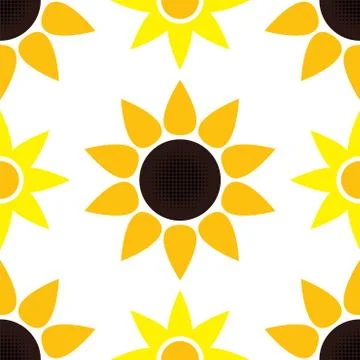 Vector sunflower seamless pattern Stock Illustration