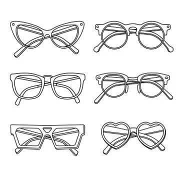 Vector sunglasses icons set isolated on white background Stock Illustration