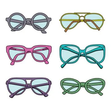 Vector sunglasses icons set isolated on white background Stock Illustration