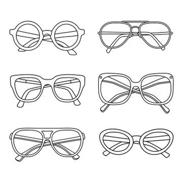 Vector sunglasses icons set isolated on white background Stock Illustration
