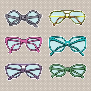Vector sunglasses icons set isolated on white background Stock Illustration