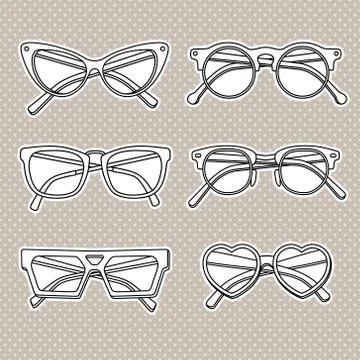Vector sunglasses icons set isolated on white background Stock Illustration