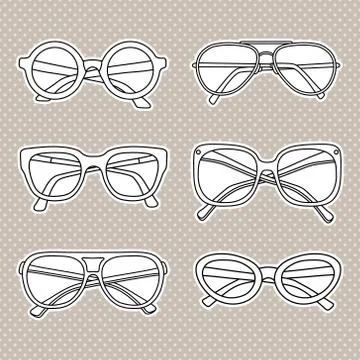 Vector sunglasses icons set isolated on white background Stock Illustration