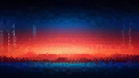 Vector sunset Low poly abstract blue and red background, trendy, geometric,.. Stock Illustration