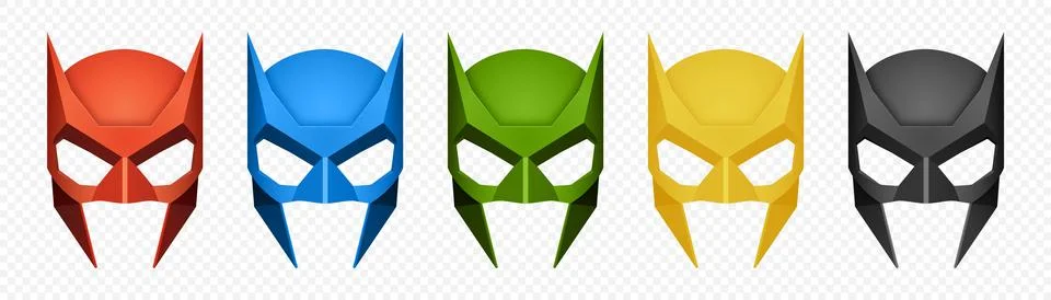 Vector Super Hero Masks Set. Face Character, Superhero Comic Book Mask Stock Illustration