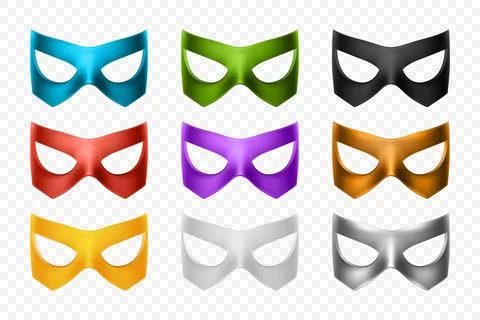 Vector Super Hero Masks Set. Face Character, Superhero Comic Book Mask Stock Illustration