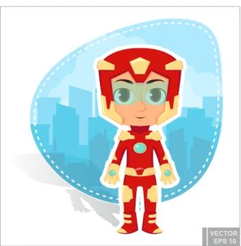 Vector - Superhero kid brave boy cartoon vector illustration. Super child llu イラスト素材