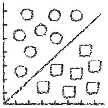 Vector Support Vector Machine SVM icon. Dark brown textured charcoal sketch イラスト素材