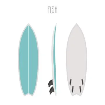 Vector surf fish board with three sides Stock Illustration